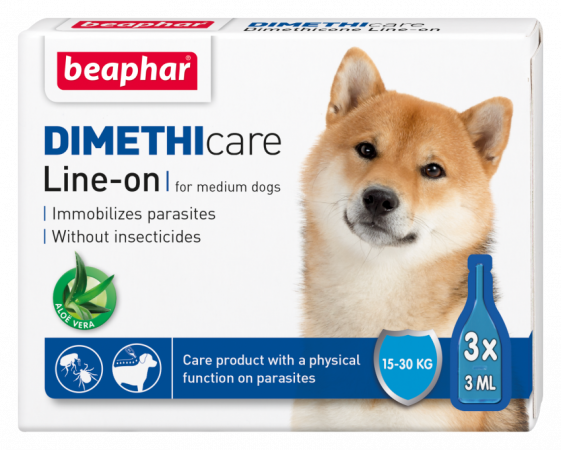 beaphar DIMETHICARE Line-on ampule proti bolham, klopom in insektom - za srednje pse (15 do 30 kg)