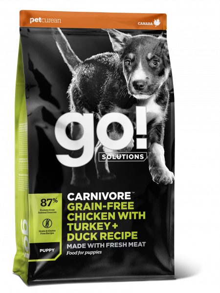 GO! CARNIVORE Grain-Free Puppy piščanec, puran in raca