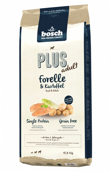 Bosch Plus+ postrv in krompir - brez žit - en vir beljakovin