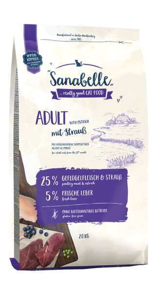Hrana za mačke Sanabelle Adult z okusnim nojevim mesom