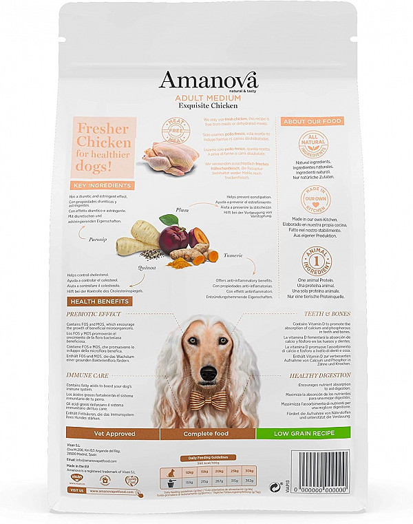 AMANOVA  ODLIČEN SVEŽ PIŠČANEC IN KVINOJA natural & tasty - ADULT MEDIUM  Exquisite Chicken