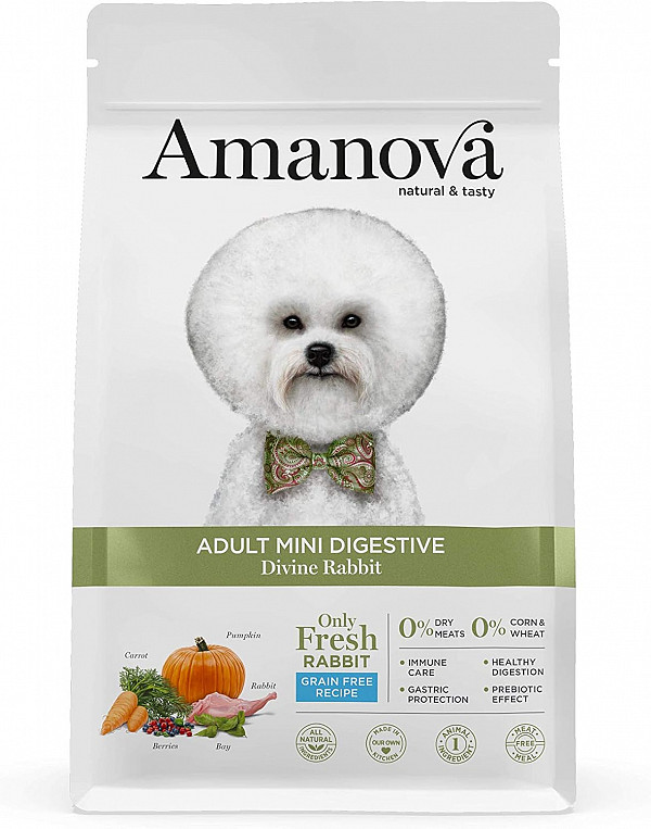 AMANOVA natural & tasty - ADULT MINI DIGESTIVE Divine Rabbit - SVEŽ KUNEC BREZ ŽIT
