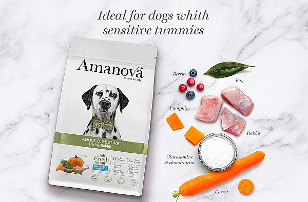 AMANOVA SVEŽ KUNEC BREZ ŽIT - natural & tasty ADULT DIGESTIVE Divine Rabbit