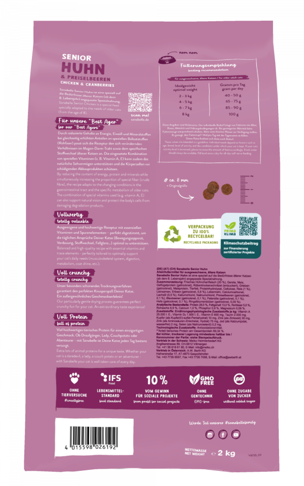 Hrana za mačke Sanabelle Senior - za starejše mačke