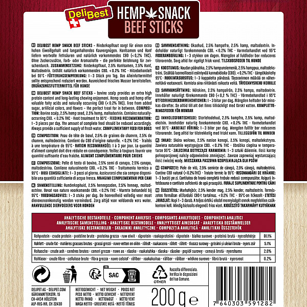 DELIBEST - GOVEJE PALČKE S KONOPLJO