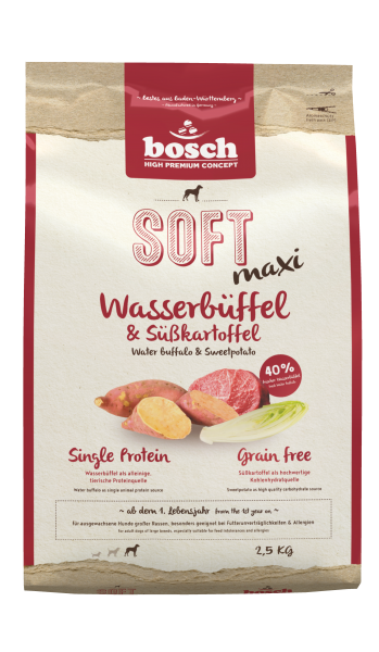 BOSCH SOFT MAXI VODNI BIVOL IN SLADKI KROMPIR - BREZ ŽIT - EN VIR BELJAKOVIN - S 40% SVEŽEGA BIVOLA