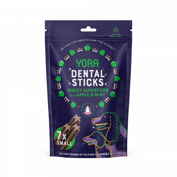 YORA DENTAL STICKS - DENTALNE PALČKE IZ ŽUŽELK Z JABOLKOM IN METO